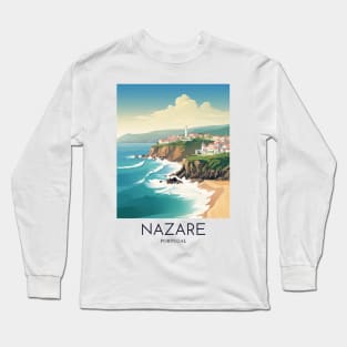 A Pop Art Travel Print of Nazare - Portugal Long Sleeve T-Shirt